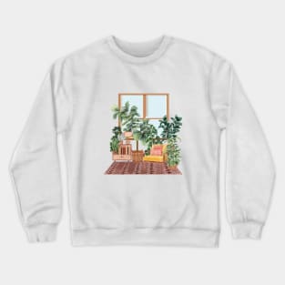 Indoor jungle watercolor illustration Crewneck Sweatshirt